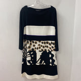 MARC CAIN WOMEN'S DRESS black white stripes & snimal print 10/4