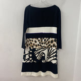MARC CAIN WOMEN'S DRESS black white stripes & snimal print 10/4