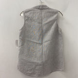 ELLEN TRACY WOMEN'S BLOUSE/SHIRT white grey stripe L