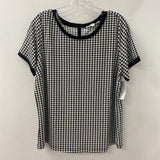 CLEO WOMEN'S TOP black white houndstooth LP