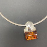 925 WOMEN'S NECKLACE silver amber