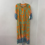 made in Italy WOMEN'S DRESS orange turquoise pruple print XL