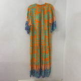 made in Italy WOMEN'S DRESS orange turquoise pruple print XL
