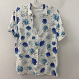 VLT'S by Valentina's WOMEN'S BLOUSE/SHIRT white blue floral print XL