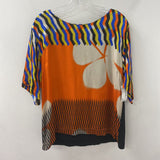 DRIES VAN NOTEN WOMEN'S TOP orange geo blue black geo L