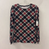 TALBOTS WOMEN'S T-SHIRT blue red green plaid M