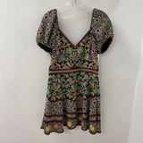 alice + olivia WOMEN'S DRESS black multi colour print S/M