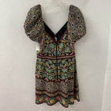 alice + olivia WOMEN'S DRESS black multi colour print S/M