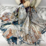 SUZI ROHER WOMEN'S SCARF/SHAWL purple rust blue white