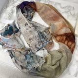 SUZI ROHER WOMEN'S SCARF/SHAWL purple rust blue white