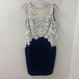 LAUREN WOMEN'S DRESS navy white 8