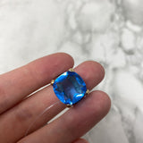 925 WOMEN'S RING silver blue 6.5