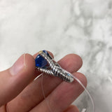 925 WOMEN'S RING silver blue 6.5