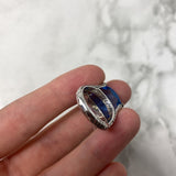 925 WOMEN'S RING silver blue 6.5