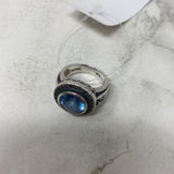 925 WOMEN'S RING silver blue 6.75