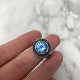 925 WOMEN'S RING silver blue 6.75