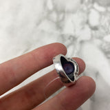 925 WOMEN'S RING silver blue 6.75