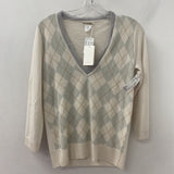 J CREW WOMEN'S CASHMERE cream grey camel argyle S