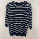 WOMEN'S CASHMERE navy white stripe S