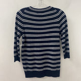 WOMEN'S CASHMERE navy white stripe S