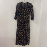 MANGO/MNG WOMEN'S DRESS black multi rose print 6