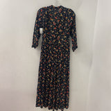MANGO/MNG WOMEN'S DRESS black multi rose print 6