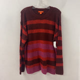JOE FRESH WOMEN'S SWEATER red pink nithimfu stripes L