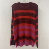 JOE FRESH WOMEN'S SWEATER red pink nithimfu stripes L