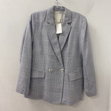 H&M WOMEN'S BLAZER/JACKET white grey houndstooth M