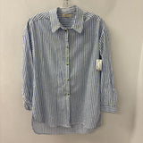 CREAM WOMEN'S BLOUSE/SHIRT striped w/floral back S/36