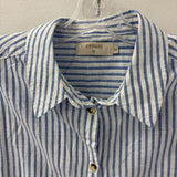 CREAM WOMEN'S BLOUSE/SHIRT striped w/floral back S/36