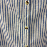 CREAM WOMEN'S BLOUSE/SHIRT striped w/floral back S/36