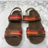 JOSEF SEIBEL WOMEN'S SANDALS brown orange red stripe 39