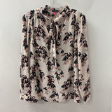 VINCE CAMUTO WOMEN'S BLOUSE/SHIRT pink mulit leaf print L