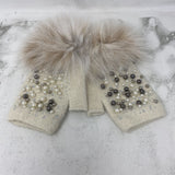 MITCHIE'S WOMEN'S GLOVES/MITTS cream silver