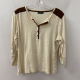 LRL lauren jeans co WOMEN'S TOP cream brown M
