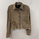 WOMEN'S BLAZER/JACKET brown beige zigzags M/L