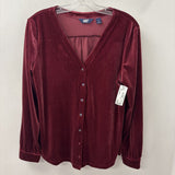 LANDS'END WOMEN'S BLOUSE/SHIRT burgundy L