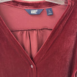 LANDS'END WOMEN'S BLOUSE/SHIRT burgundy L