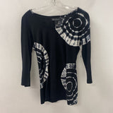 INC WOMEN'S T-SHIRT black white tiedie M