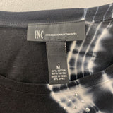INC WOMEN'S T-SHIRT black white tiedie M