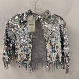 ZARA WOMEN'S TOP silver S-M