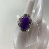 925 WOMEN'S RING purple clear silver 8
