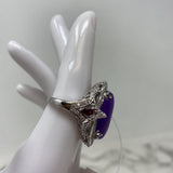 925 WOMEN'S RING purple clear silver 8