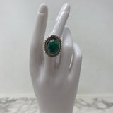 925 WOMEN'S RING green silver 7.75