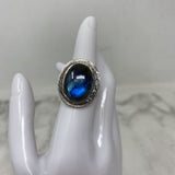 925 WOMEN'S RING silver blue 9