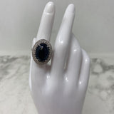 925 WOMEN'S RING black silver clear 8