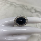 925 WOMEN'S RING black silver clear 8