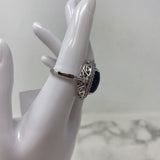 925 WOMEN'S RING black silver clear 8