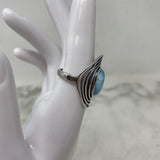 925 WOMEN'S RING silver blue green 8